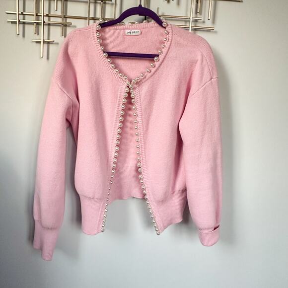 Self-Same Pink Pearl Charlotte Cotton Cardigan Loveshack Fancy - Picture 4 of 16